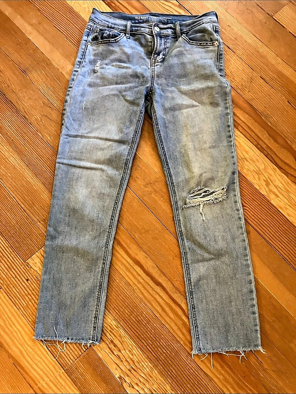 Old Navy Perfect Straight Distressed Straight Leg Jeans in Blue Size 2